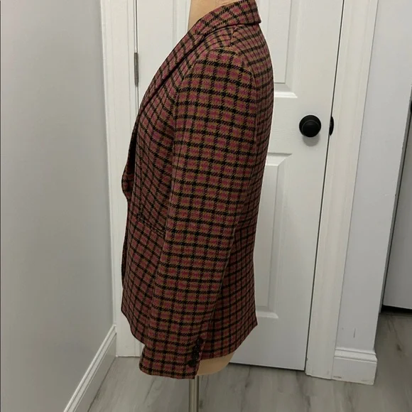 J. Crew Parke Plaid English Moon Houndstooth Wool Blazer